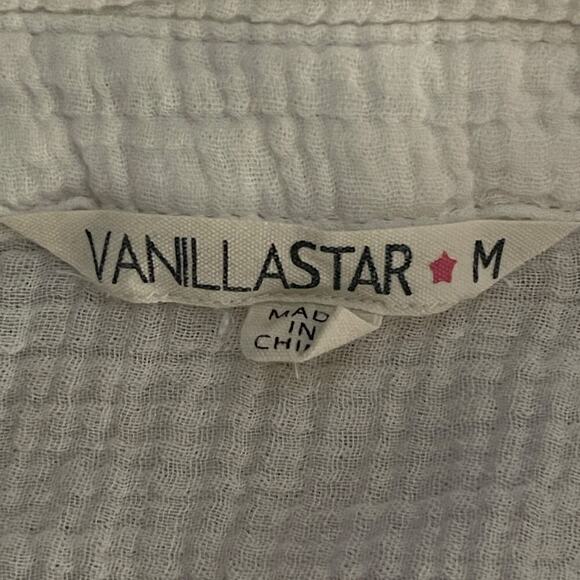 Vanilla Star WhiteTextured Gauze Button-Down Shirt Women’s Size M - Picture 3 of 4